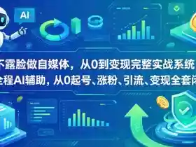 不露脸做自媒体，从0到变现完整实战系统，全程AI辅助，从0起号、涨粉、引流、变现全套闭环