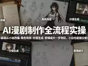 AI漫剧制作全流程实操,零基础从小说改编-角色场景-分镜生成-剪辑成片一步到位,小白也能独立做漫剧