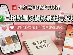 小红书自媒体变现课,直接照搬实操就能起号变现,小白也能快速上手做自媒体增收