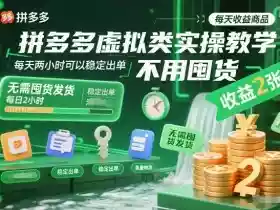 拼多多虚拟类实操教学,不用囤货、不用发货,每天两小时可以稳定出单,每天收益2张(更新2026年)