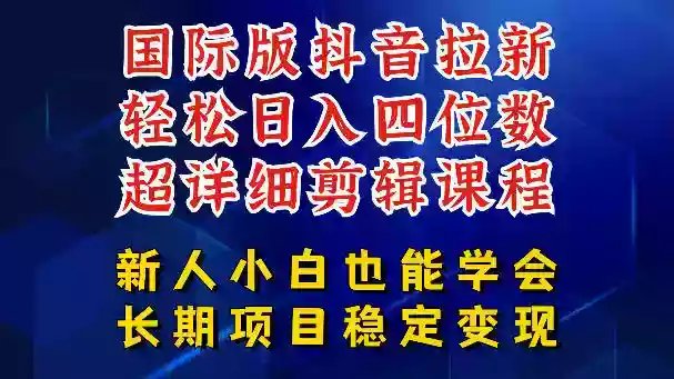 国际版抖音拉新，剪映，醒图，豆包等多玩法教程，长期可做的项目，轻松日入四位数，深度揭秘玩法，干就完了