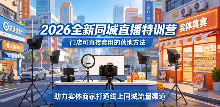 2026全新同城直播特训营，门店可直接套用的落地方法，助力实体商家打通线上同城流量渠道