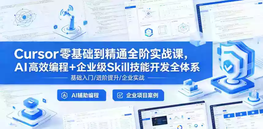 Cursor零基础到精通全阶实战课,AI高效编程+企业级Skill技能开发全体系