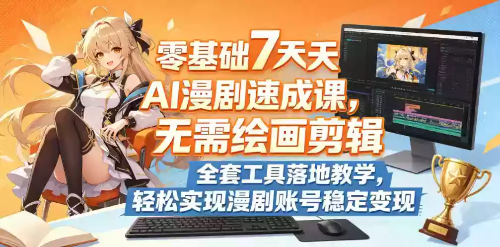 零基础7天AI漫剧速成课,无需绘画剪辑,全套工具落地教学,轻松实现漫剧账号稳定变现