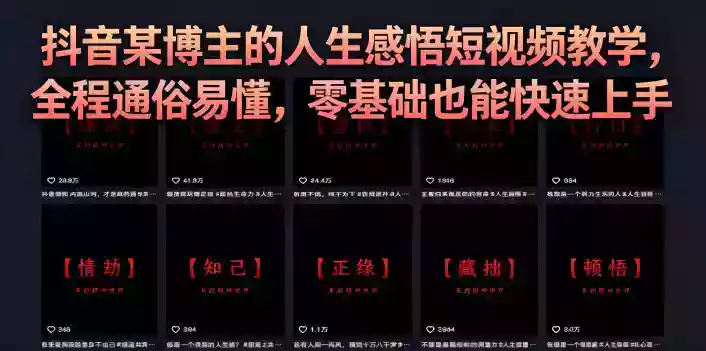 抖音某博主的灰太狼人生感悟短视频教学，全程通俗易懂，零基础也能快速上手
