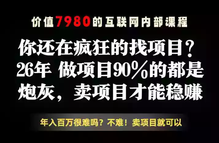 26年请不要疯狂的找项目了,卖项目远比你想象的暴利,你也可以月入10W+【揭秘】