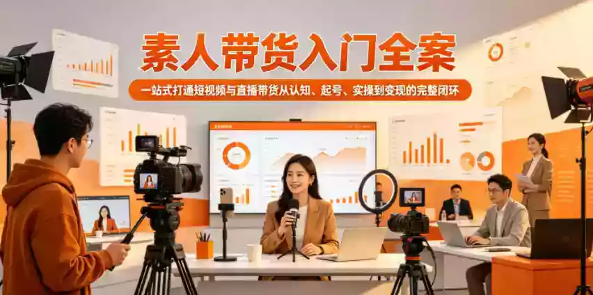 素人带货入门全案,一站式打通短视频与直播带货从认知、起号、实操到变现的完整闭环