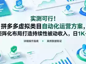 实测可行!拼多多虚拟类目自动化运营方案,矩阵化布局打造持续性被动收入,日1K+【揭秘】