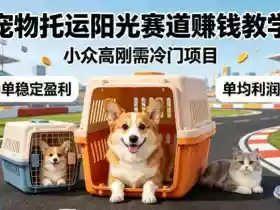 宠物托运阳光赛道賺钱教学，小众高刚需冷门项目，日均10单稳定盈利，单均利润200+