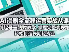 AI漫剧全流程运营实战课从创作到起号一站式教学,掌握完整变现路径,轻松打造长期轻资产副业