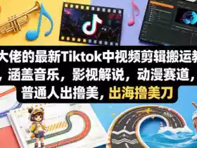 某大佬的最新Tiktok中视频剪辑搬运教学,涵盖音乐,影视解说,动漫赛道,普通人出海撸美刀
