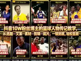 抖音10W粉丝博主的篮球人物传记教学,从选题–文案–素材–剪辑–成片,一镜到底,轻松签约精选独家