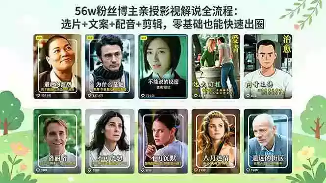 56万粉丝博主亲授影视解说全流程:选片+文案+配音+剪辑,零基础也能快速出圈