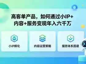 高客单产品,如何通过小IP+内容+服务变现年入六干W