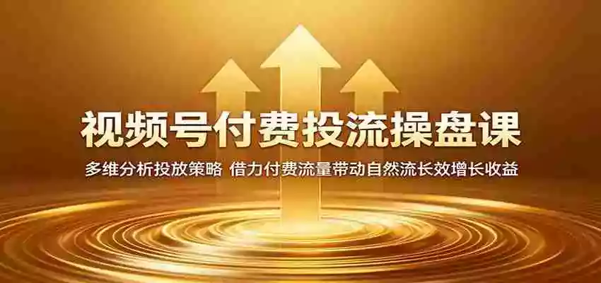 视频号付费投流操盘课:多维分析投放策略,借力付费流量带动自然流长效增长收益