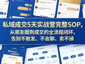 私域成交5天实战营完整SOP，从朋友圈到成交的全流程闭环，告别不敢发、不会聊、卖不掉