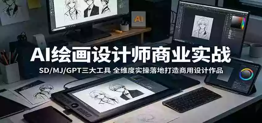 AI绘画设计师商业实战：SD/MJ/GPT三大工具，全维度实操落地打造商用设计作品