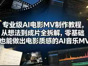 专业级AI电影MV制作教程，从想法到成片全拆解，零基础也能做出电影质感的AI音乐MV