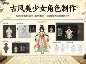 古风美少女角色制作，从建模到渲染全流程，手把手教学，一站式掌握古风角色制作技巧