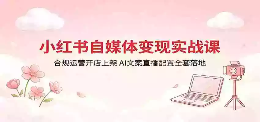 小红书自媒体变现实战课:合规运营开店上架,AI文案直播配置全套落地