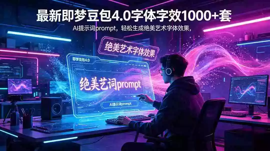 最新即梦豆包4.0字体字效1000+套，AI提示词prompt，轻松生成绝美艺术字体效果