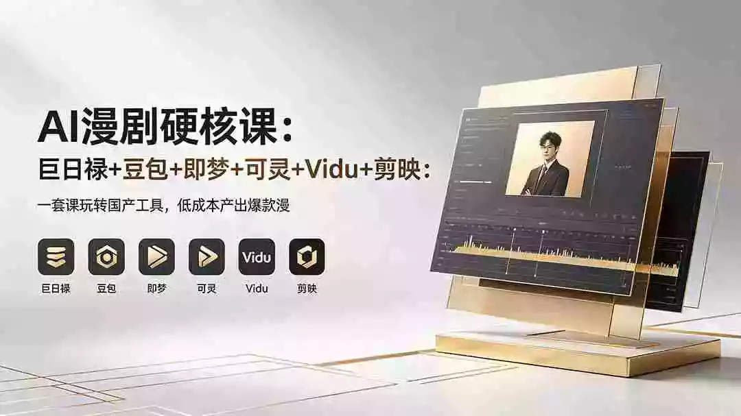 AI漫剧硬核课:巨日禄+豆包+即梦+可灵+Vidu+剪映:一套课玩转国产工具,低成本产出爆款漫剧