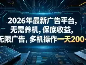 2026年最新广告平台,无需养机,保底收益,无限广告,多机操作一天200+【揭秘】