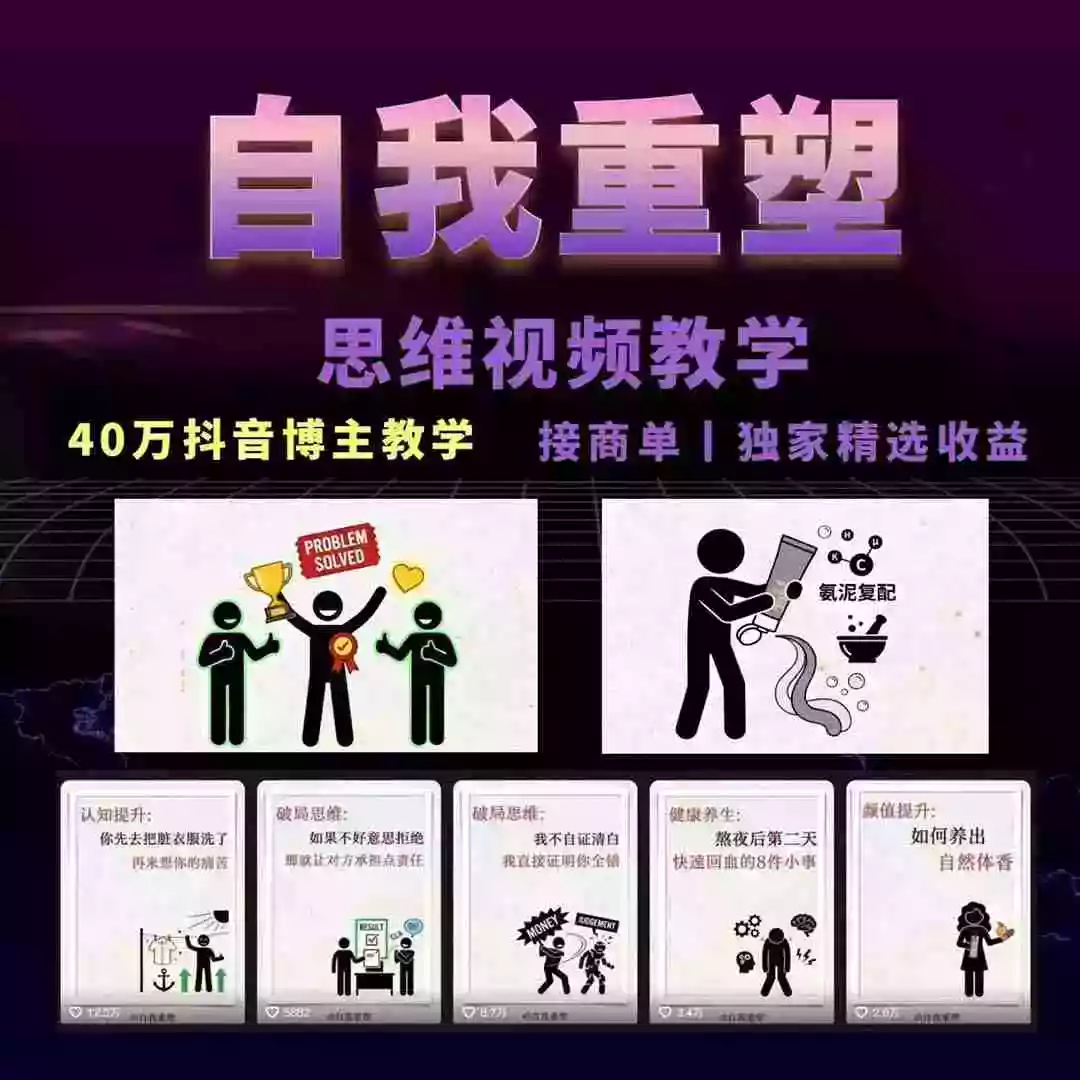 40w博主自我重塑AI思维动画教程,视频剪辑+抠图+音频+封面制作,接商单+独家精选收益