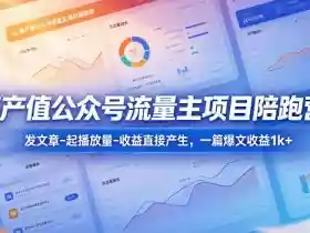 高产值公众号流量主项目陪跑营,发文章-起播放量-收益直接产生,一篇爆文收益1k+