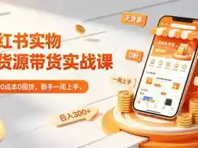 小红书实物无货源带货实战课｜0粉0成本0囤货，新手一周上手，日入300+