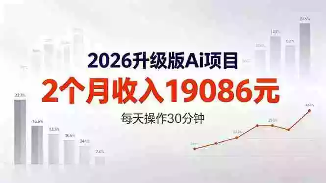 2026升级版Ai任务，2个月收入19086元，熟练后每天操作30分钟！