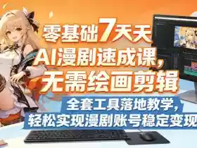 零基础7天AI漫剧速成课,无需绘画剪辑,全套工具落地教学,轻松实现漫剧账号稳定变现