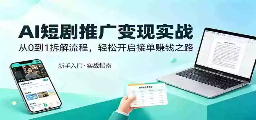 AI短剧推广变现实战:从0到1拆解流程,轻松开启接单赚钱之路