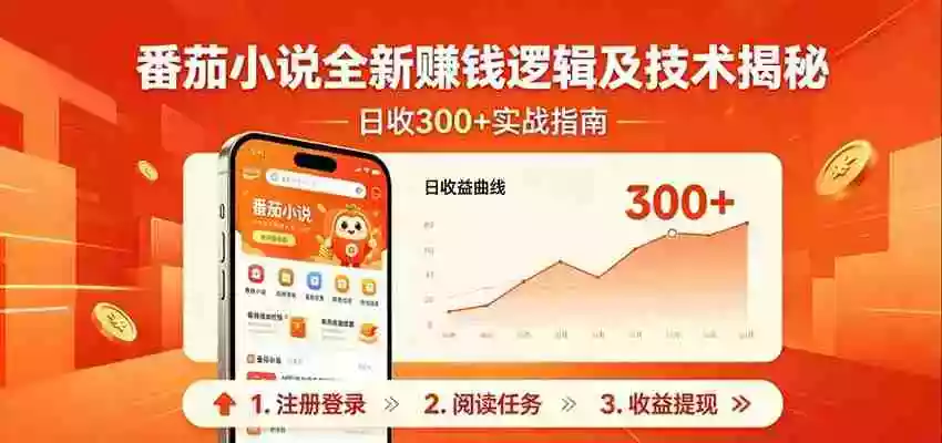 番茄小说全新赚钱逻辑及技术日收300+,小白新书皆可做!无脑赚就行了!