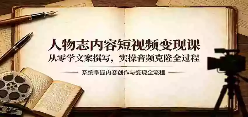 人物志内容短视频变现课:从零学文案撰写,实操音频克隆全过程