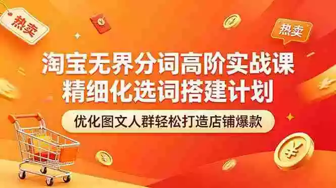 淘宝无界分词高阶实战课 精细化选词搭建计划 优化图文人群轻松打造店铺爆款
