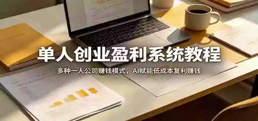 单人创业盈利系统教程:多种一人公司赚钱模式,AI赋能低成本复利赚钱