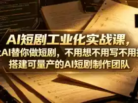 AI短剧工业化实战课,让AI替你做短剧,不用想不用写不用拍,搭建可量产的AI短剧制作团队