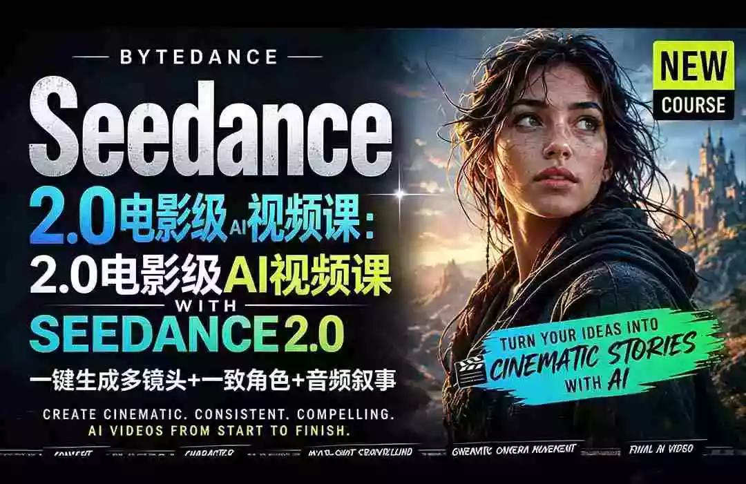Seedance 2.0电影级AI视频课:一键生成多镜头+一致角色+音频叙事
