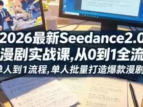2026最新Seedance2.0 AI漫剧实战课,,从0到1全流程,单人批量打造爆款漫剧