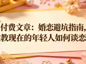 付费文章:婚恋避坑指南,教教现在的年轻人如何谈恋爱