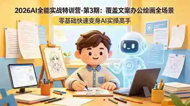 2026AI全能实战特训营-第3期:覆盖文案办公绘画全场景 零基础快速变身AI实操高手