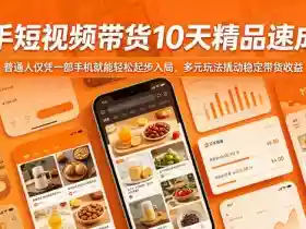 快手短视频带货10天精品速成课,普通人仅凭一部手机就能轻松起步入局,多元玩法撬动稳定带货收益
