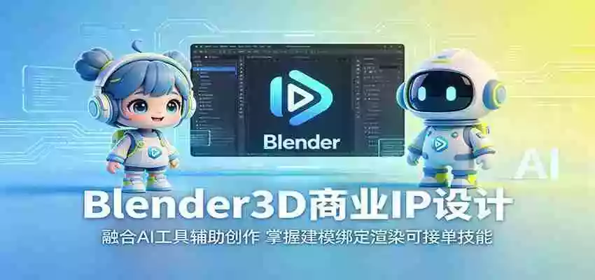 Blender3D商业IP设计:融合AI工具辅助创作,掌握建模绑定渲染可接单技能