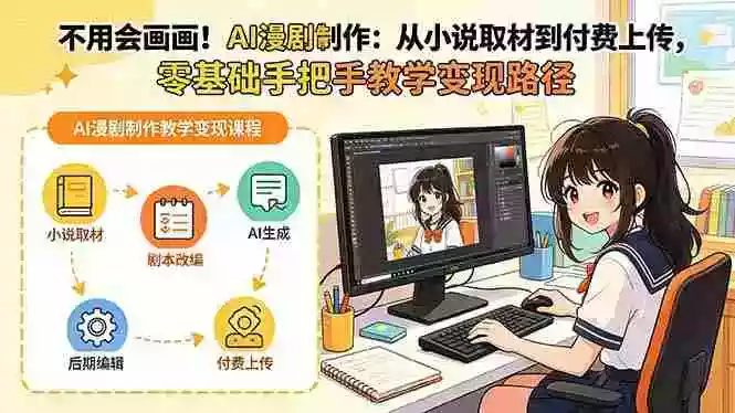 不用会画画!AI漫剧制作:从小说取材到付费上传,零基础手把手教学变现路径