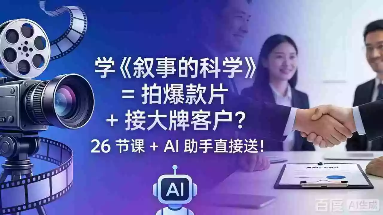 学《叙事的科学》= 拍爆款片 + 接大牌客户?26 节课 + AI 助手直接送!