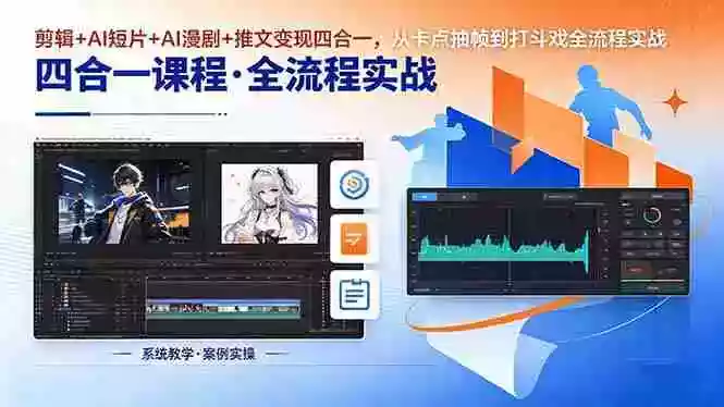 剪辑+AI短片+AI漫剧+推文变现四合一,从卡点抽帧到打斗戏全流程实战