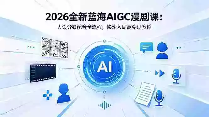 2026全新蓝海AIGC漫剧课：人设分镜配音全流程，快速入局高变现赛道