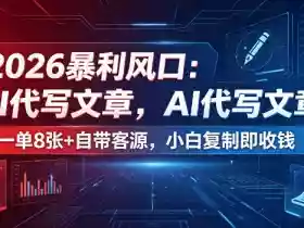 2026暴利风口：AI代写文章，一单800+自带客源，小白复制即收钱【揭秘】