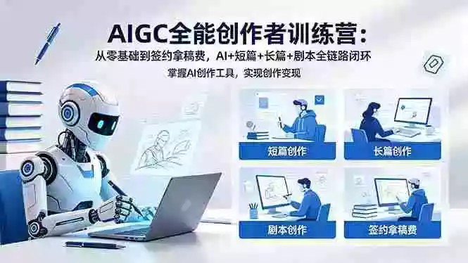 AIGC全能创作者训练营:从零基础到签约拿稿费,AI+短篇+长篇+剧本全链路闭环